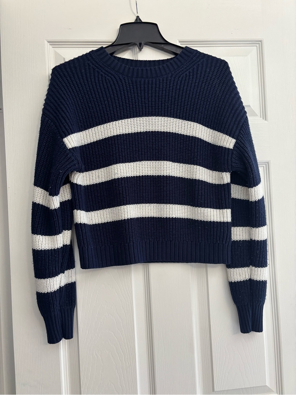 Garage Navy & White Striped Crewneck Sweater